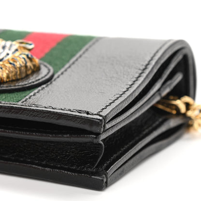 Gucci Calfskin Web Rajah Chain Card Case Wallet Black 10 of 11