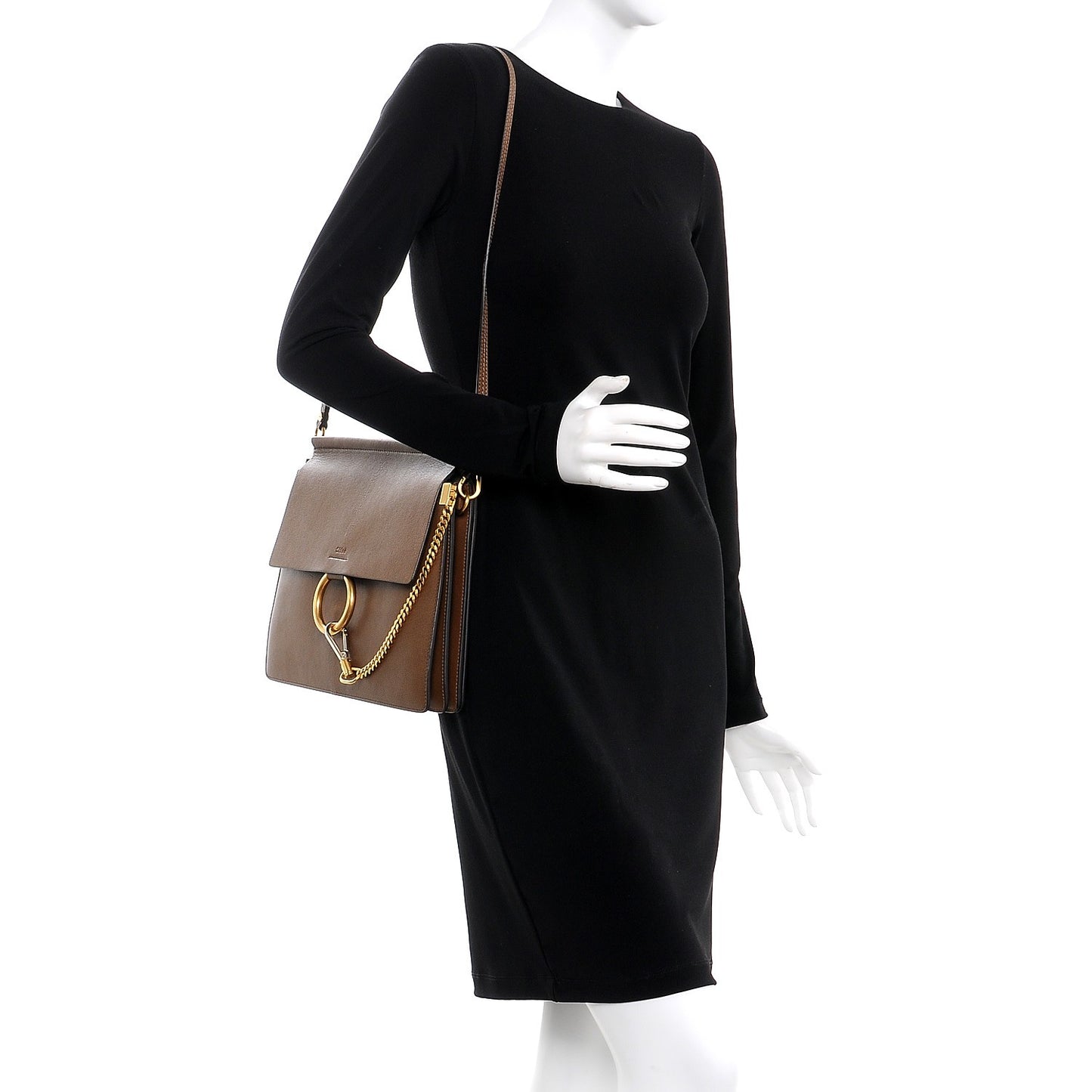 Goatskin Medium Faye Shoulder Bag Woody Khaki