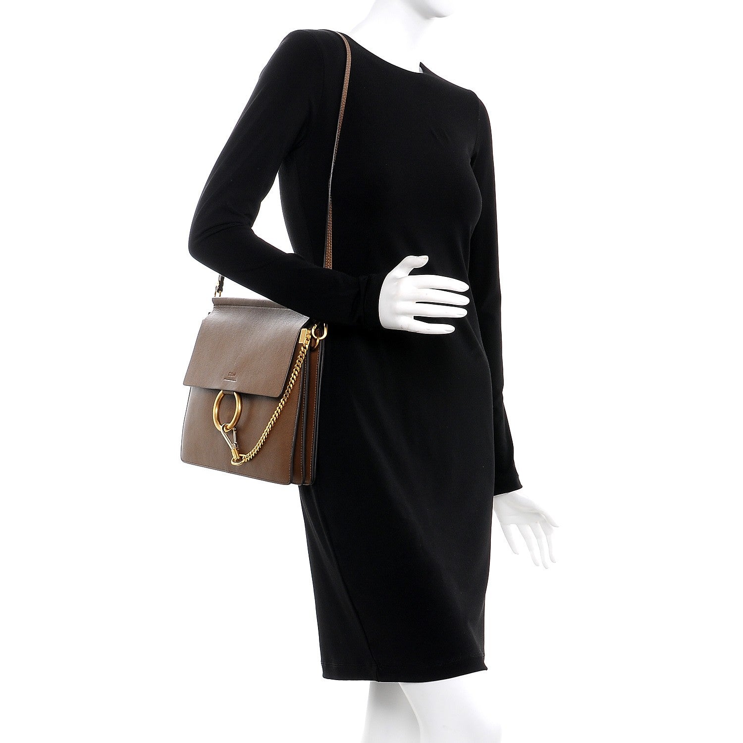 Chloe Goatskin Medium Faye Shoulder Bag Woody Khaki 2 of 7