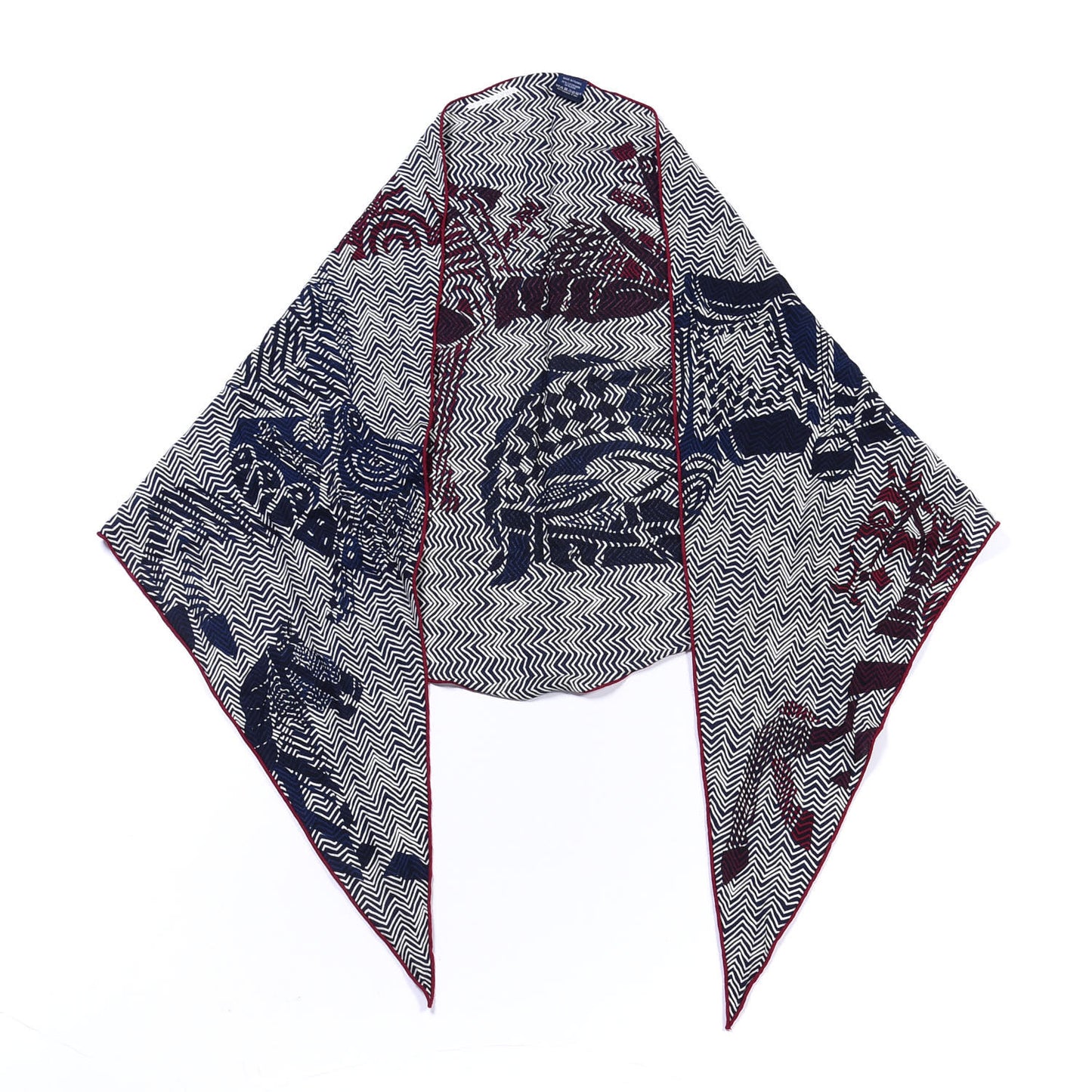 Cashmere Silk Losange Shawl MM Rouge Bougainvillea