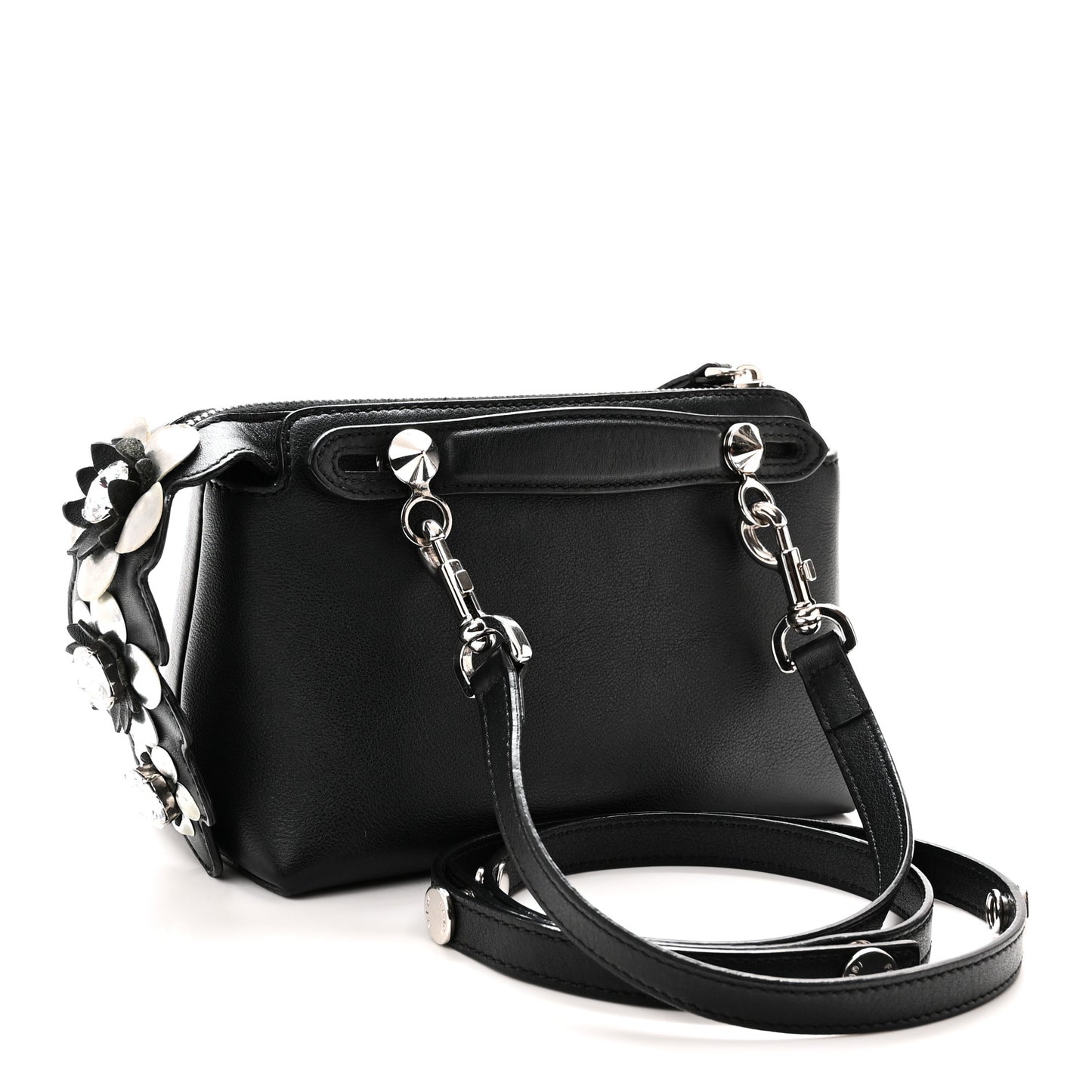 Shiny Nappa Crystal Croc Tail Mini By The Way Boston Bag Black Smoky Quartz
