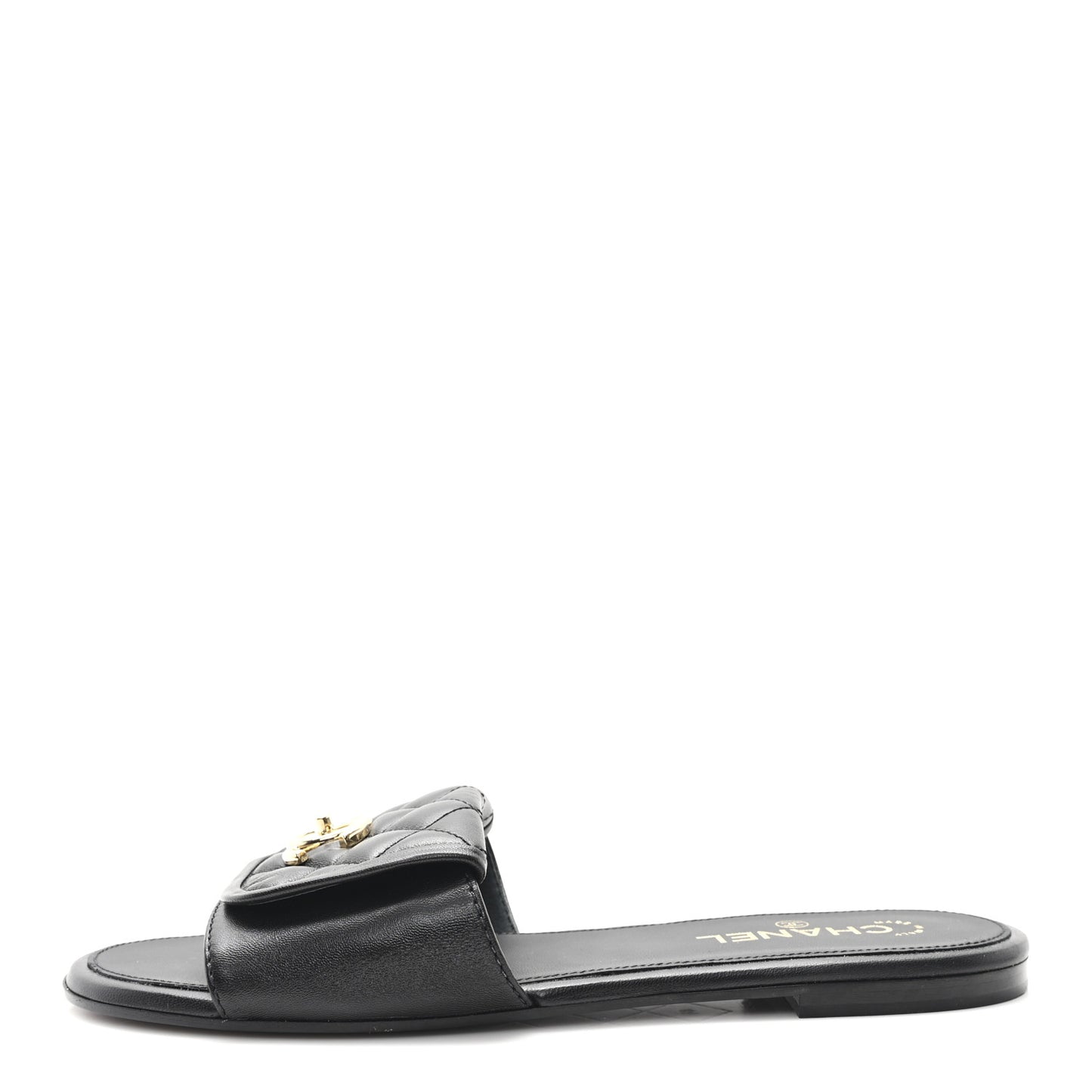 Lambskin Quilted CC Turnlock Sandals 41 Black
