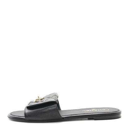 Chanel Lambskin Quilted CC Turnlock Sandals 41 Black 1 of 9
