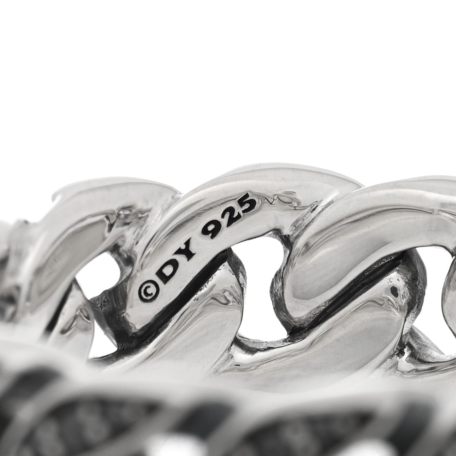 David Yurman Sterling Silver Black Diamond 8mm Curb Chain Ring 61 9.5 4 of 4