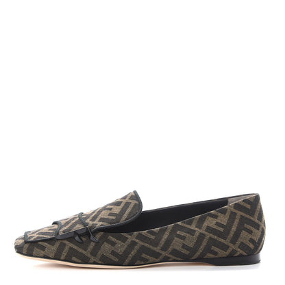 Fendi Jacquard FFreedom Square Toe Loafers 38.5 Tobacco 1 of 7