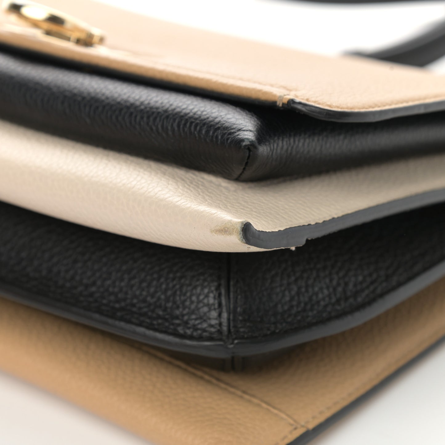 Grained Calfskin Trifolio Flap Bag Dune Bone
