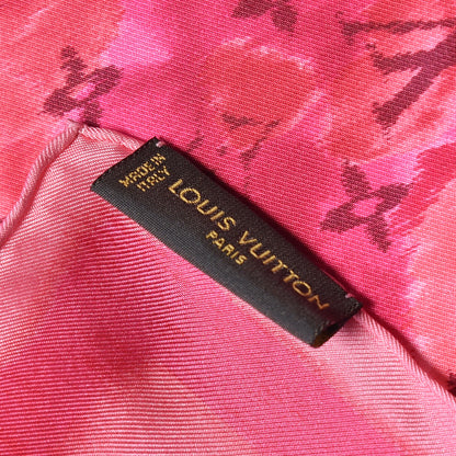 Louis Vuitton Silk Monogram Ikat Summer Square Scarf Rose Indien 4 of 5