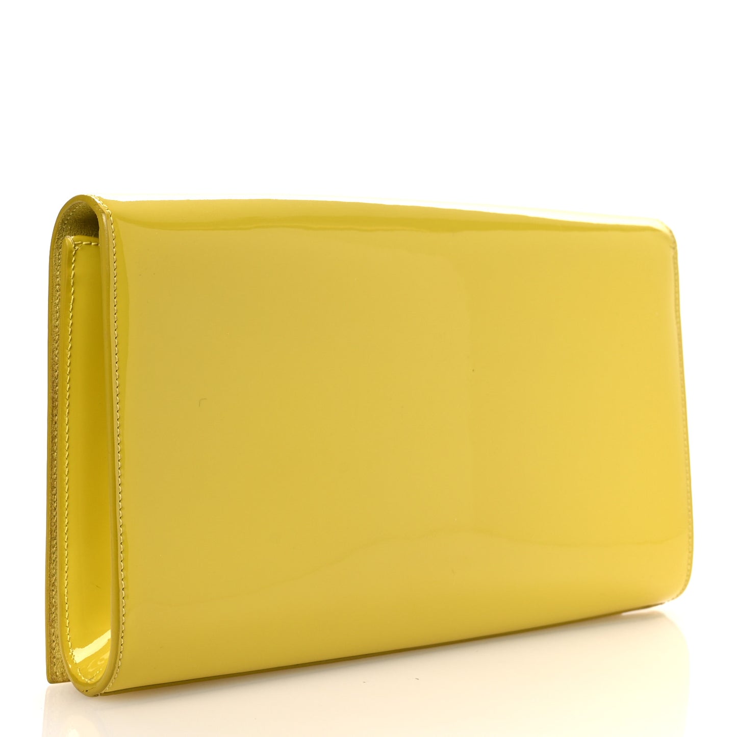 Textured Patent Calfskin Monogram Large Belle De Jour Clutch Lemon