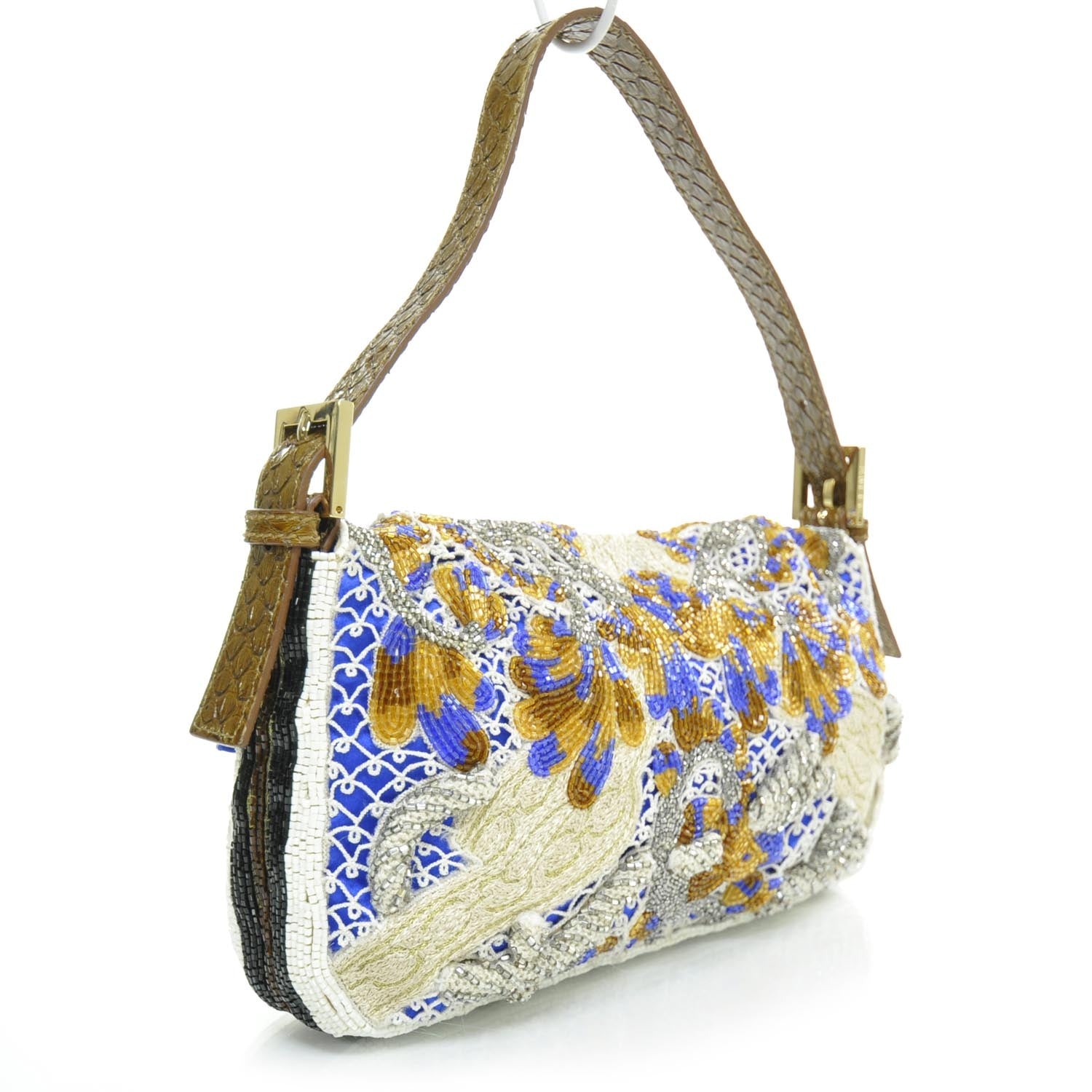 Fendi Python Crochet Beaded Baguette 2 of 12