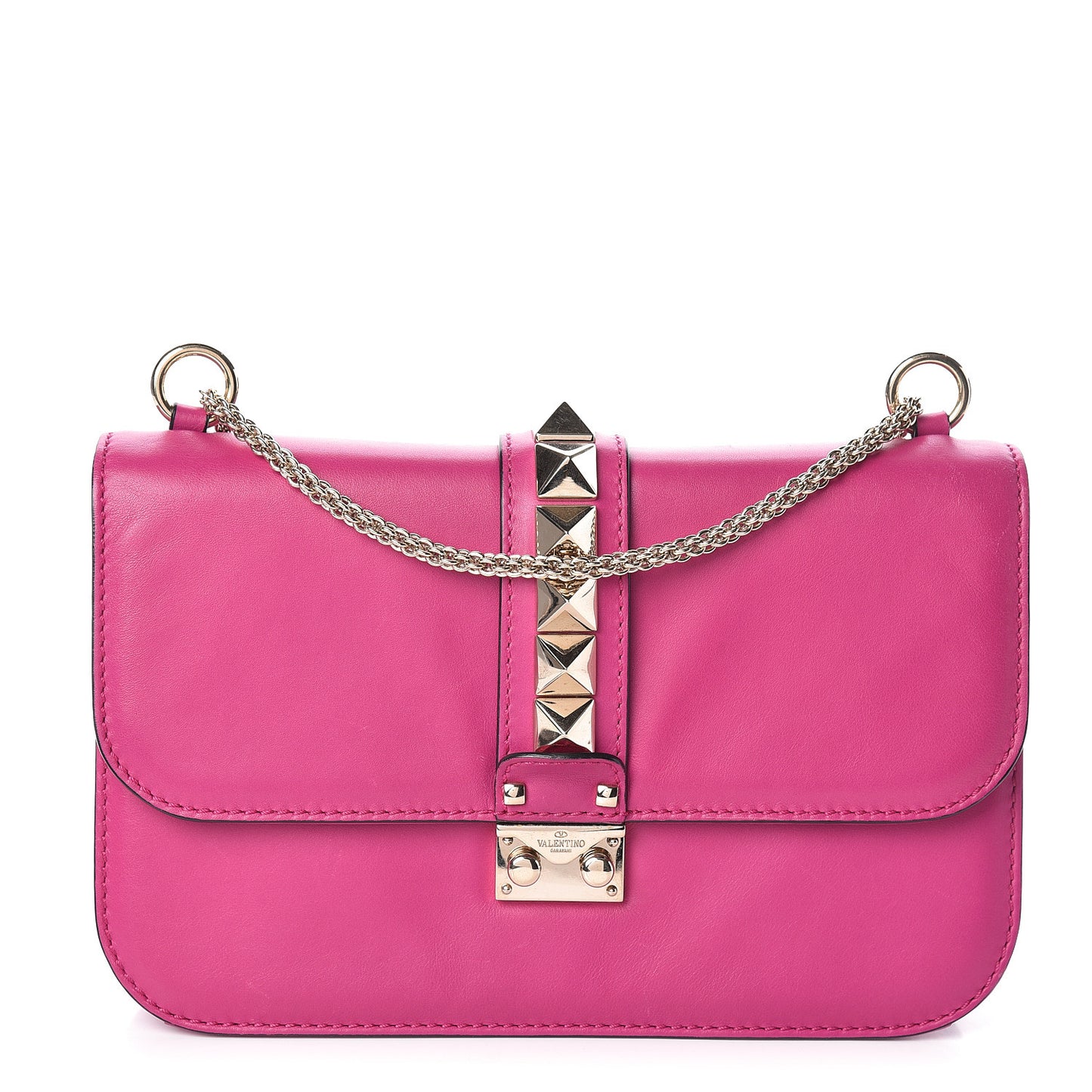 Vitello Medium Glam Lock Rockstud Flap Fuxia