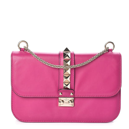 Valentino Garavani Vitello Medium Glam Lock Rockstud Flap Fuxia 1 of 10