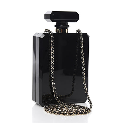 Chanel Plexiglass Perfume Bottle Clutch Black Gold 2 of 10