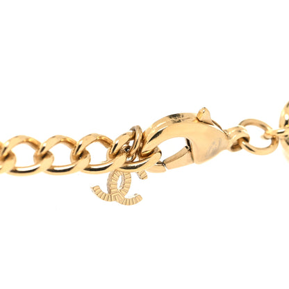 Chanel Crystal Pearl Beaded Metal Textured CC Chain Link Necklace Gold White Black 4 of 5