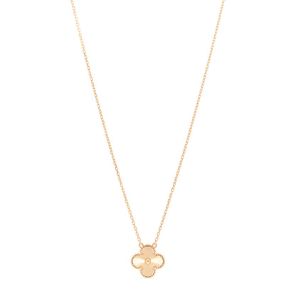 Van Cleef & Arpels 18K Yellow Gold Guilloche Vintage Alhambra Pendant Necklace 1 of 5