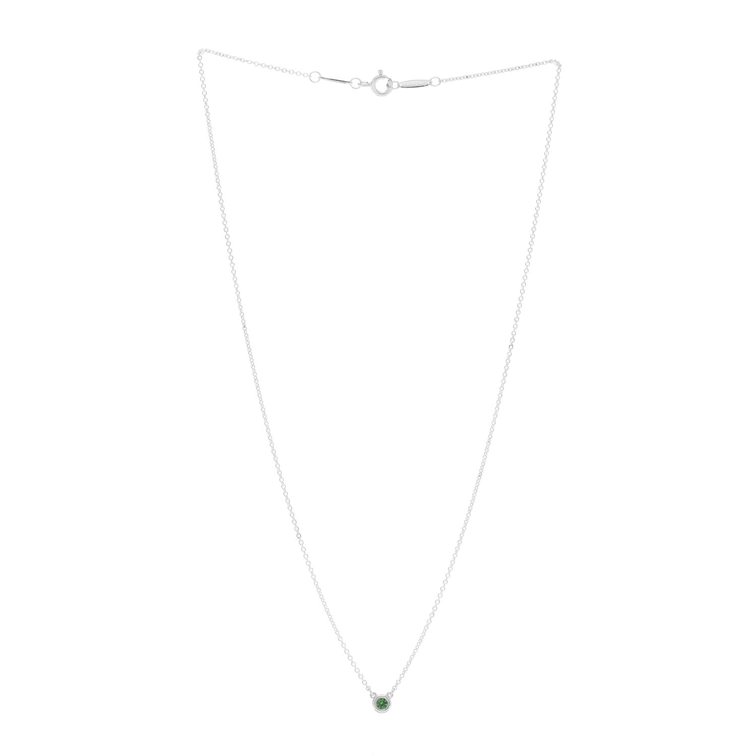 Tiffany Sterling Silver Tsavorite Garnet Elsa Peretti Color by the Yard Pendant Necklace 3 of 4