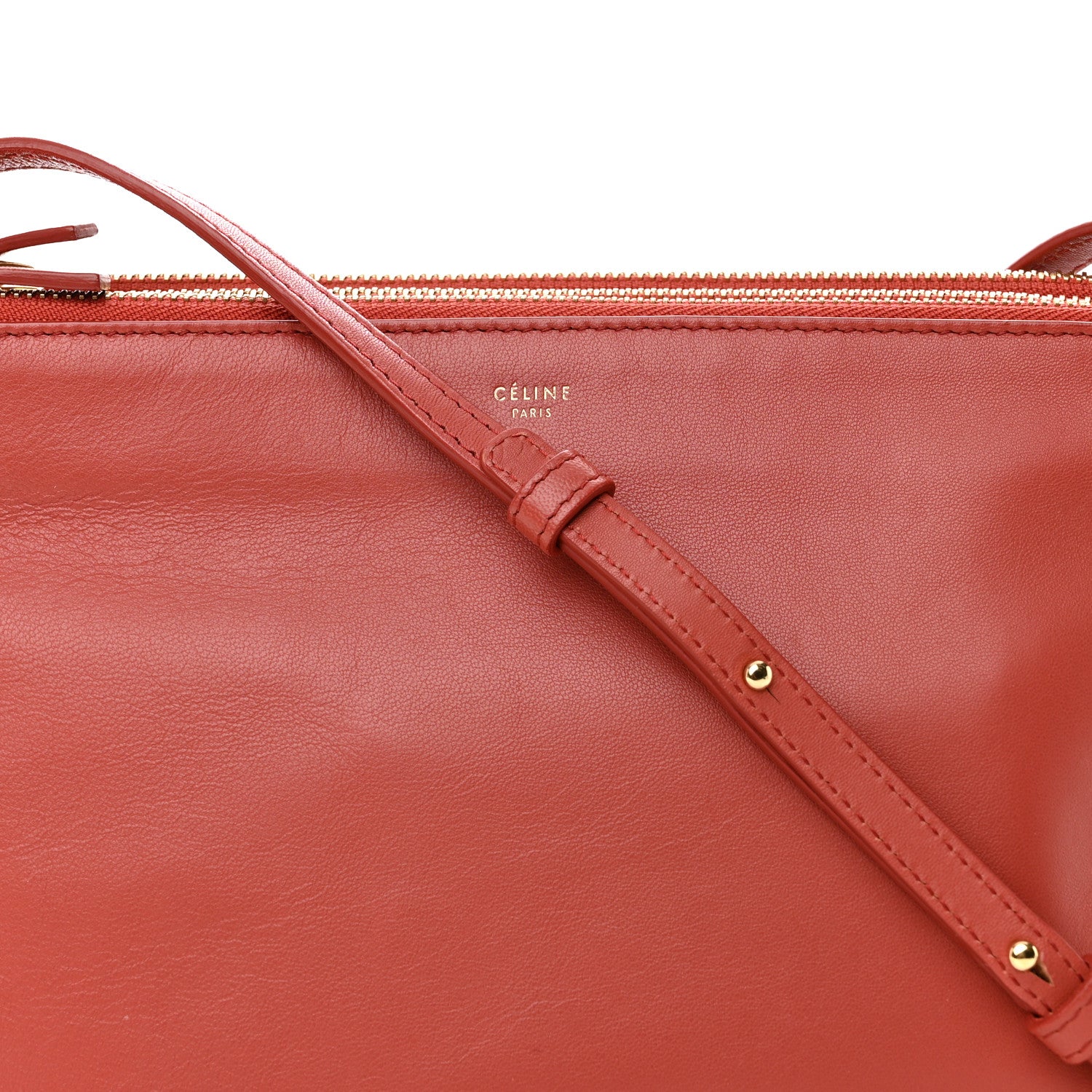 Celine Lambskin Large Trio Crossbody Bag Copper 10 of 14