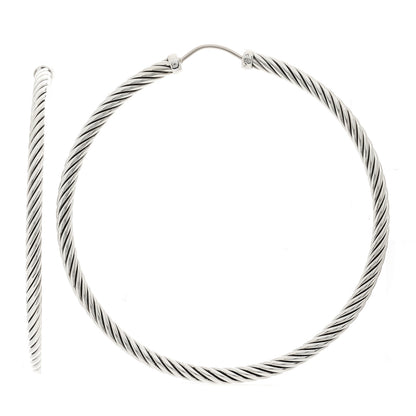 David Yurman Sterling Silver Large Sculpted Cable Hoop Earrings 1 of 7
