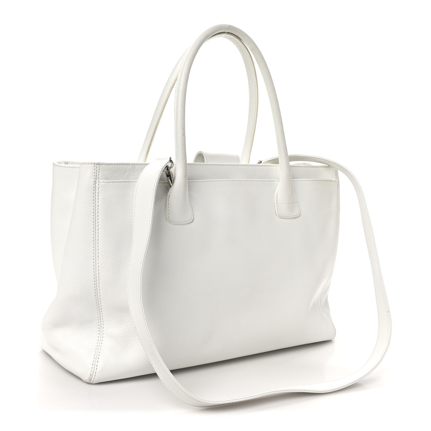 Calfskin Cerf Executive Shopper Tote White