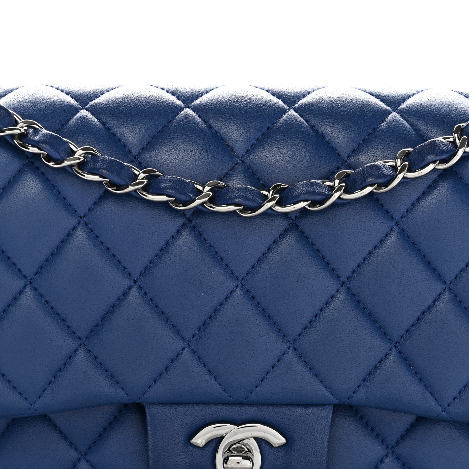 Chanel Lambskin Quilted Medium Double Flap Blue 20 of 37