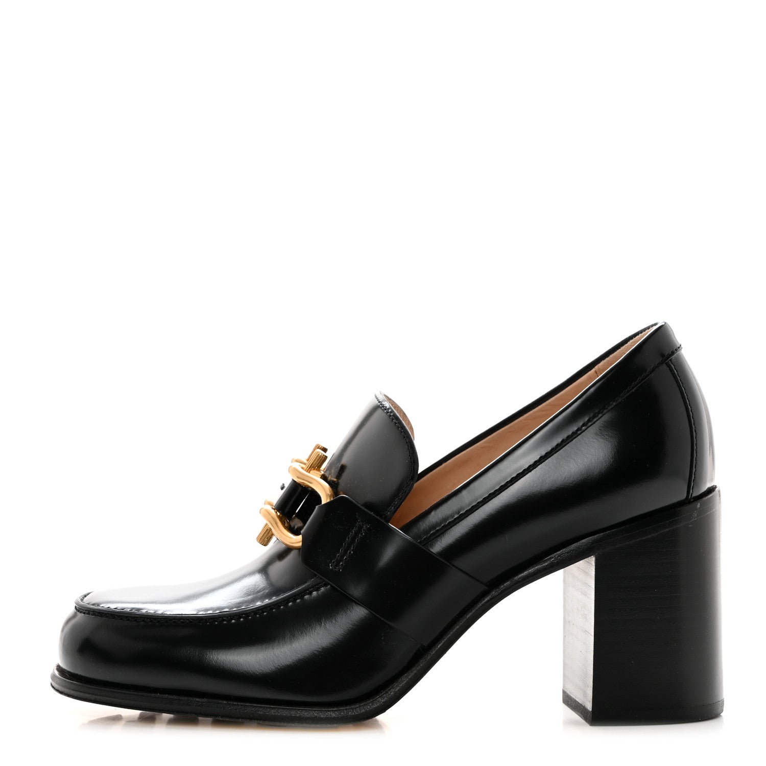 Bottega Veneta Glossy Calfskin Monsieur 70mm Loafer Pumps 38 Black 1 of 8
