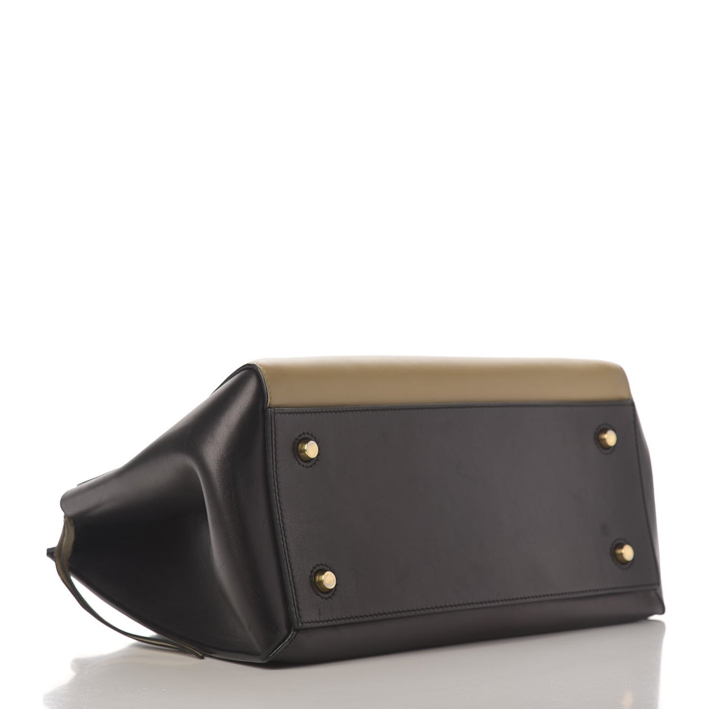 Smooth Calfskin Medium Bi-Color Edge Shoulder Bag Black Cream