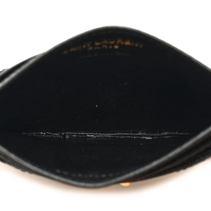 Saint Laurent Grain De Poudre Matelasse Chevron Monogram Credit Card Case Black 5 of 7