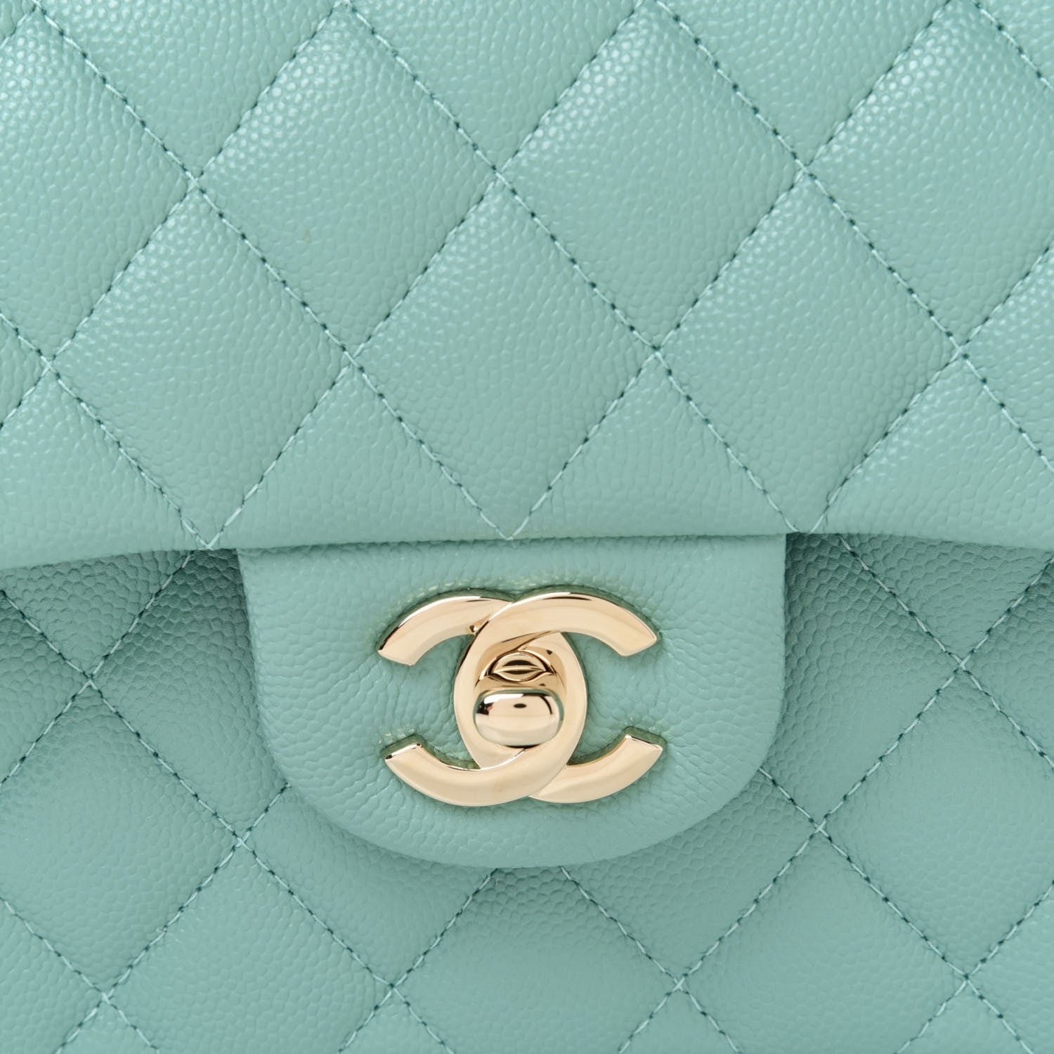 Chanel Caviar Quilted Small Double Flap Light Green 8 of 11
