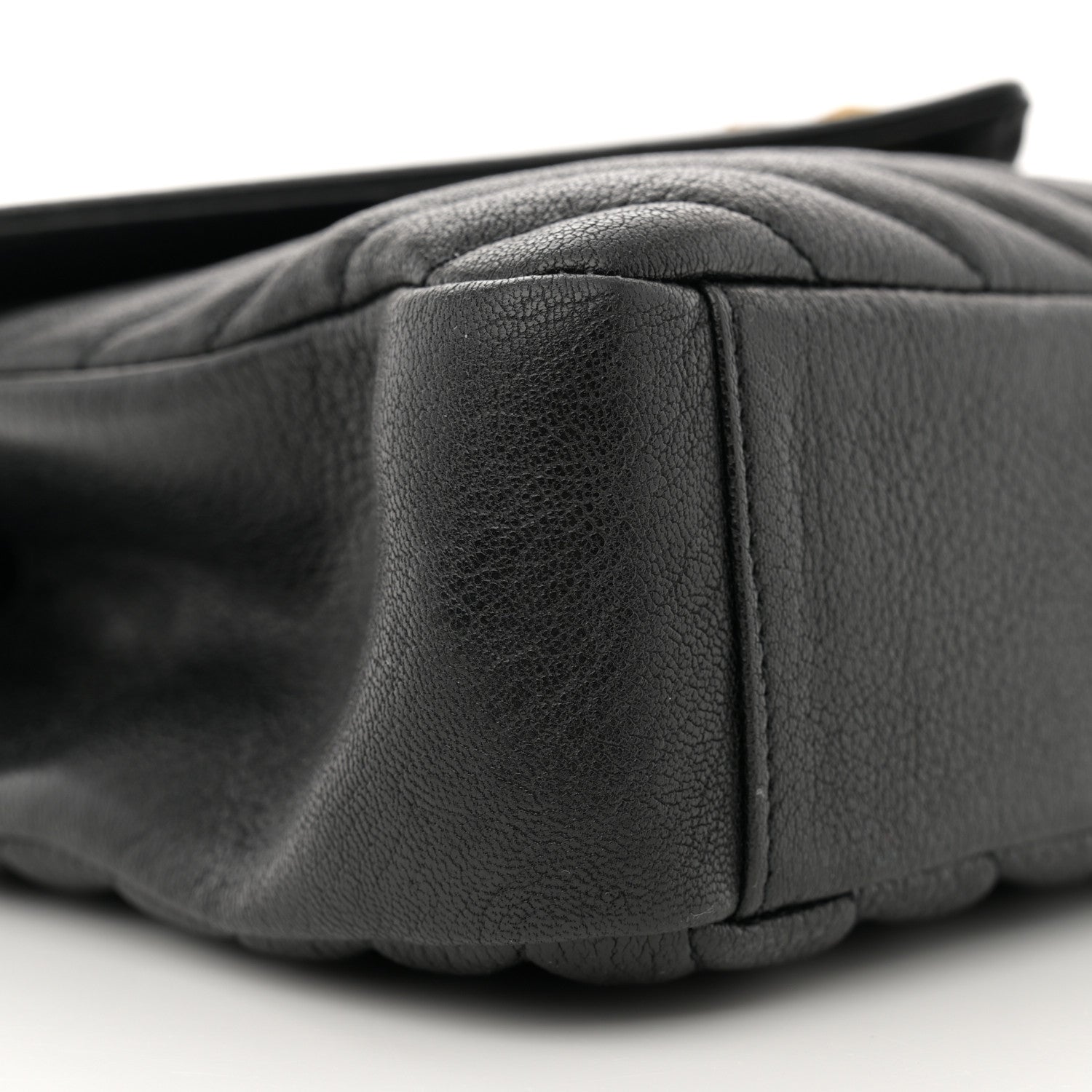 Saint Laurent Sheepskin Matelasse Chevron Monogram Medium College Bag Black 9 of 14