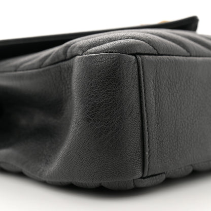 Saint Laurent Sheepskin Matelasse Chevron Monogram Medium College Bag Black 9 of 14