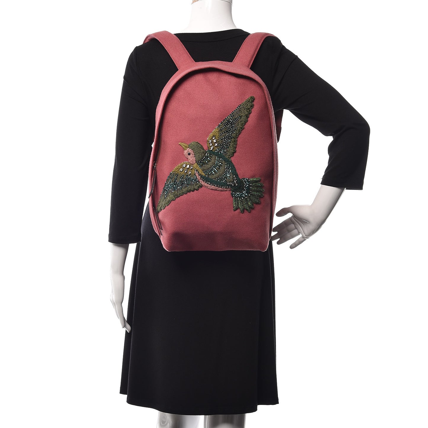 Wool Embroidered Sky Backpack Pink