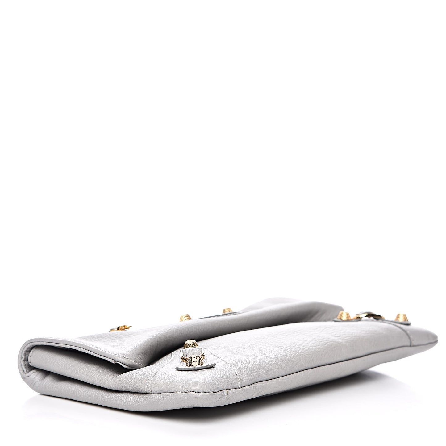 Agneau Giant 12 Gold Hardware Envelope Clutch Gris Ciment