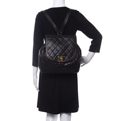 Chanel Lambskin Quilted Drawstring Backpack Black 2 of 10