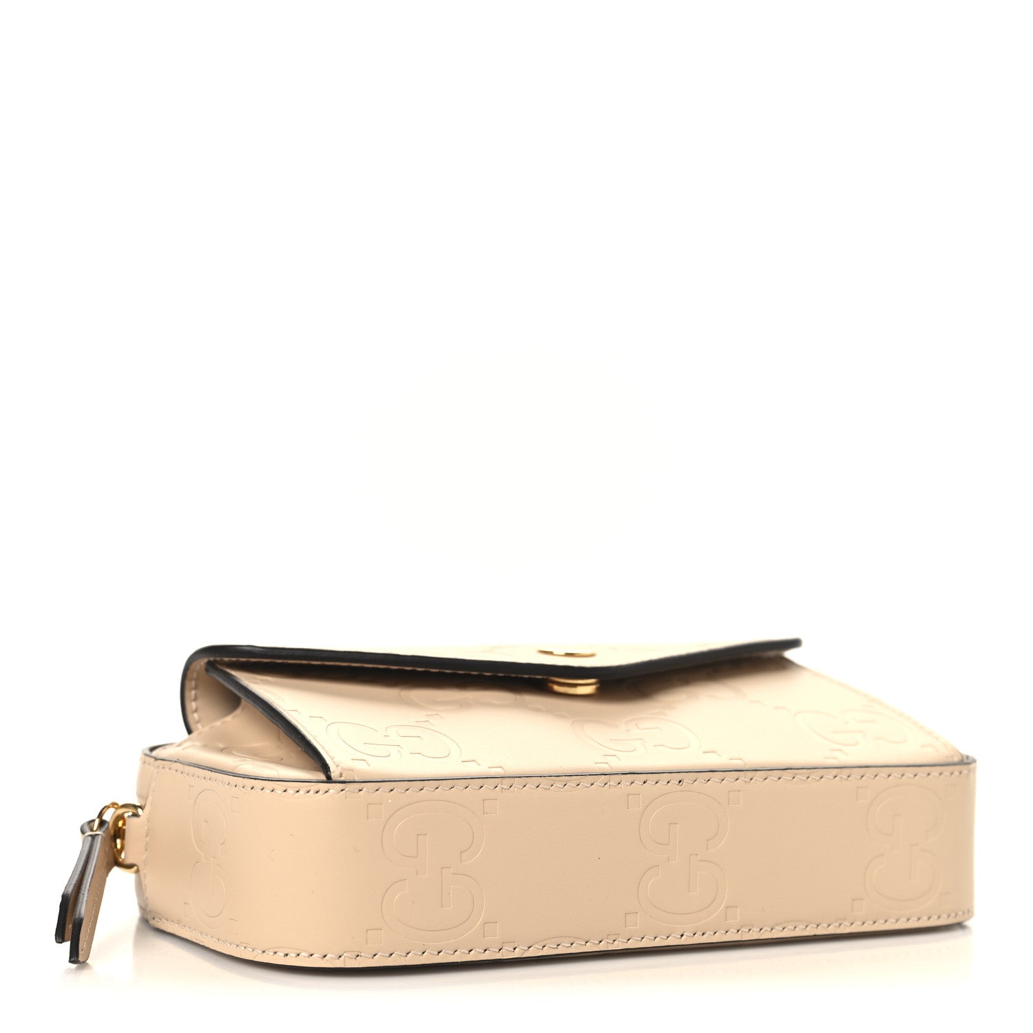 Gucci Calfskin GG Super Mini Debossed Chain Wallet Light Beige 4 of 10