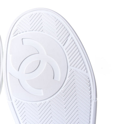 Chanel Calfskin Womens Logo Sneakers 37 White Blue 8 of 11