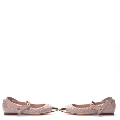 Valentino Garavani Lambskin Rockstud Spike Captoe Ballerina Flats 38 Poudre Gold 6 of 10