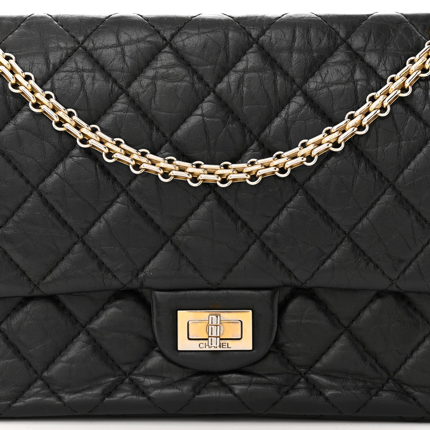 Aged Calfskin Quilted 2.55 Reissue 226 Flap Black