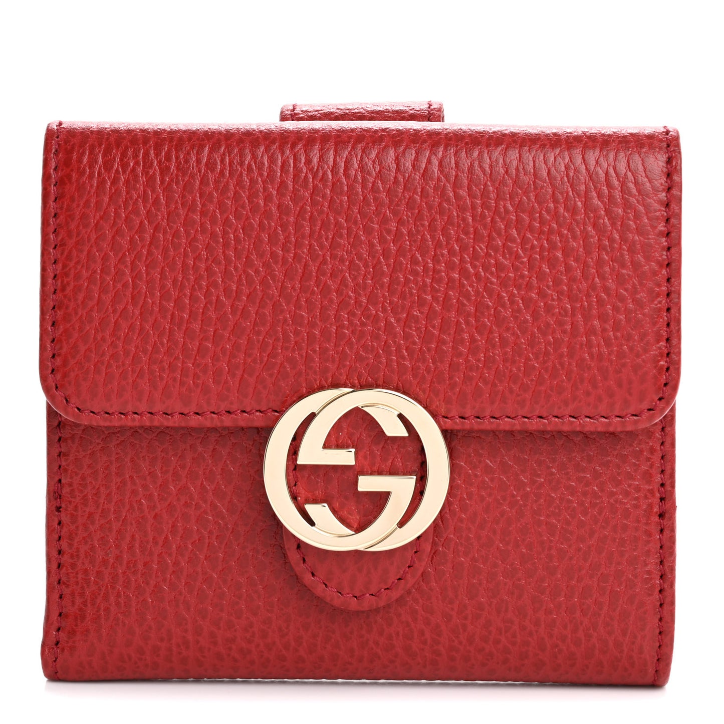 Dollar Calfskin Interlocking G French Wallet Rosso
