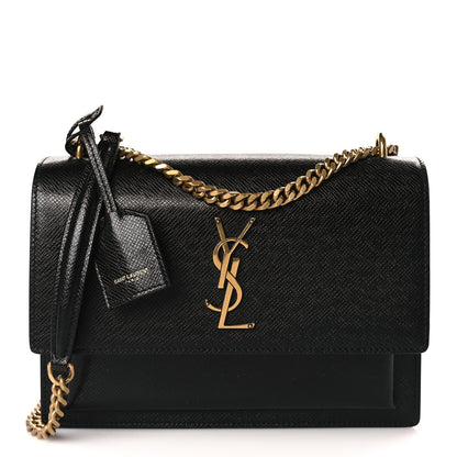 Saint Laurent Coated Bark Calfskin Medium Monogram Sunset Black 1 of 10