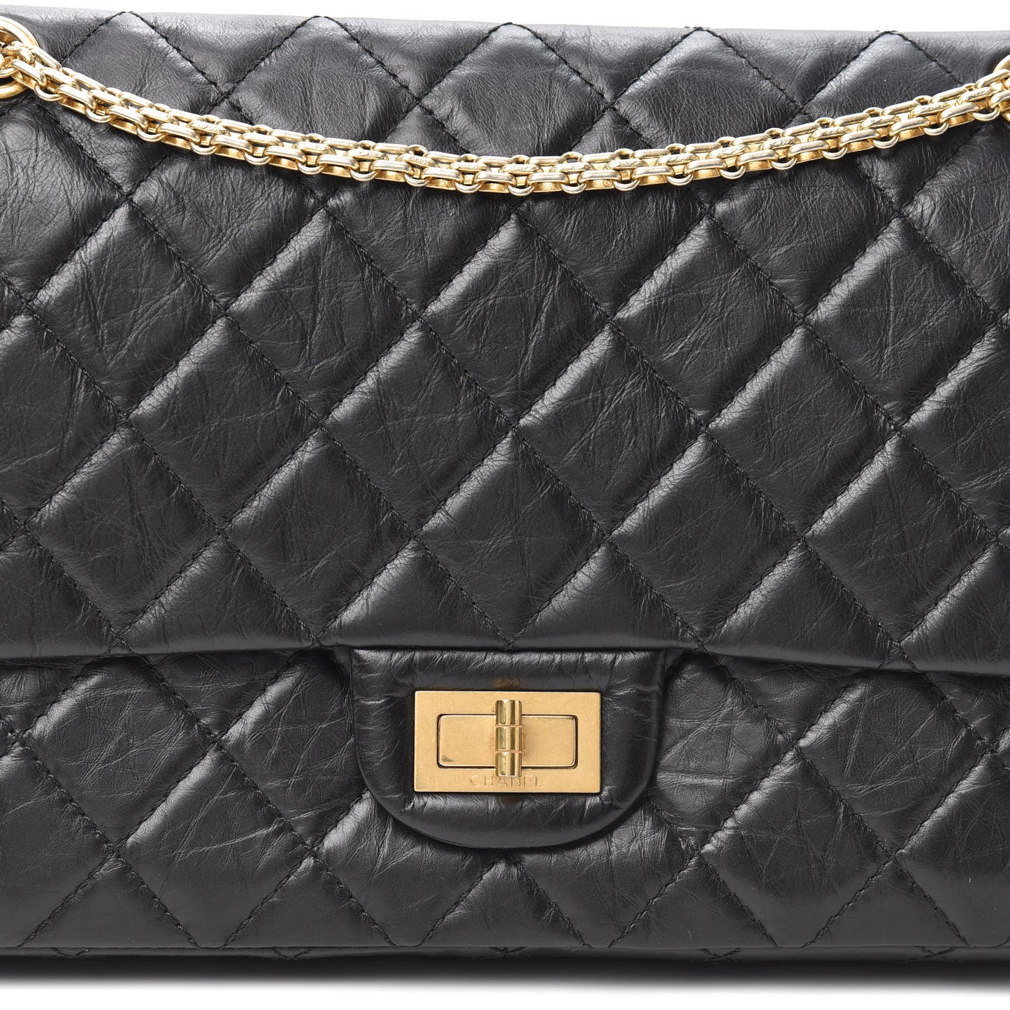 Aged Calfskin Quilted 2.55 Reissue 226 Flap Black