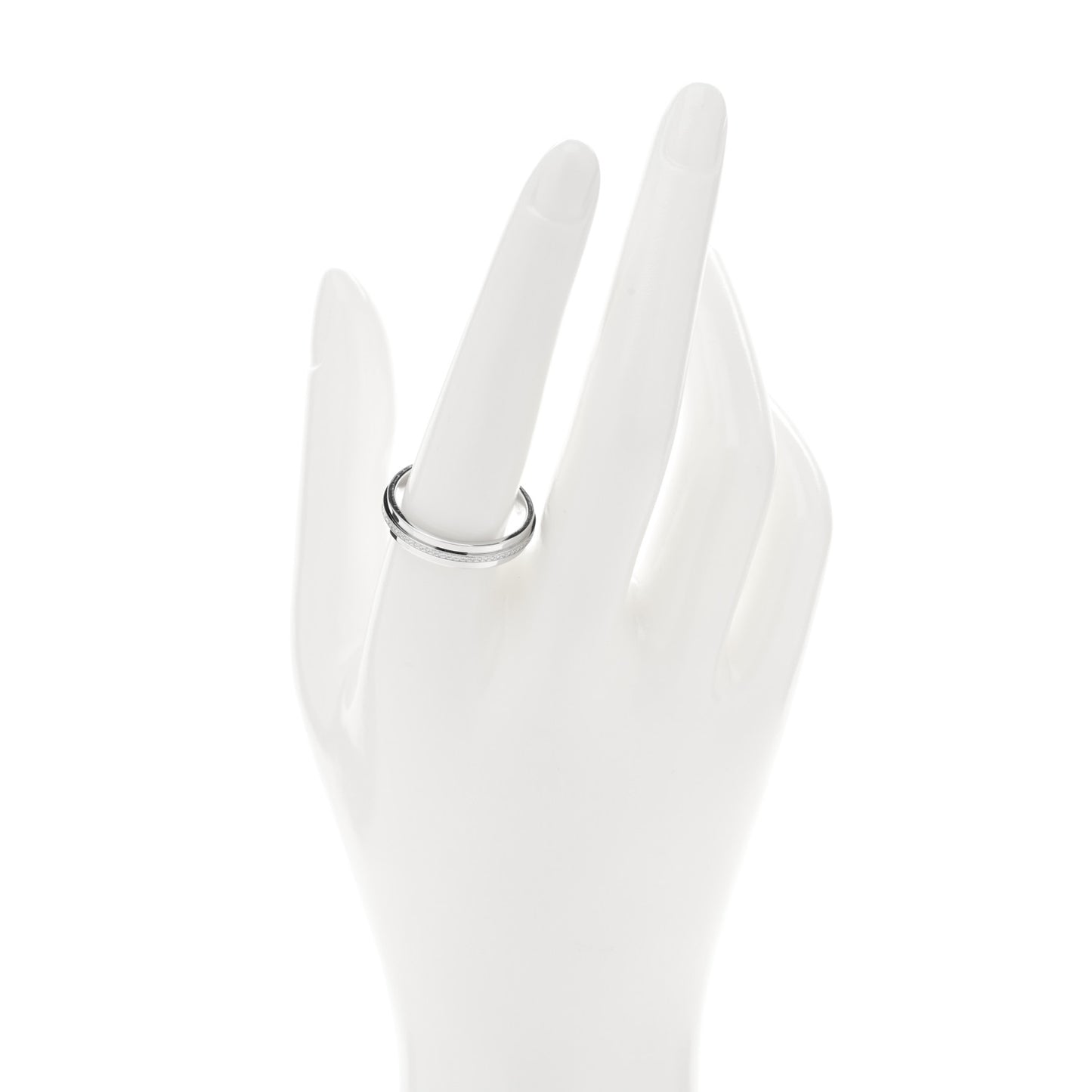 18K White Gold Diamond Narrow T Two Ring 61 9.5
