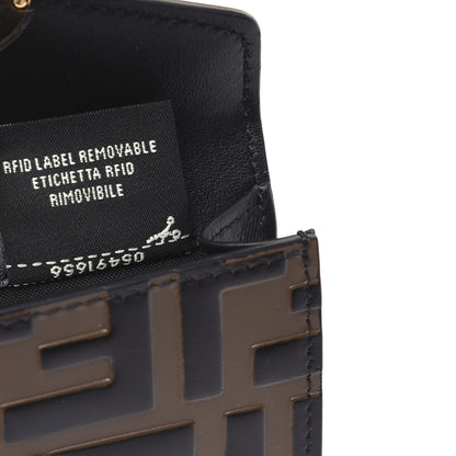 Fendi Vitello Liberty F is Fendi Bi-Color FF 1974 Embossed Micro Tri-Fold Envelope Wallet Maya Black 9 of 13