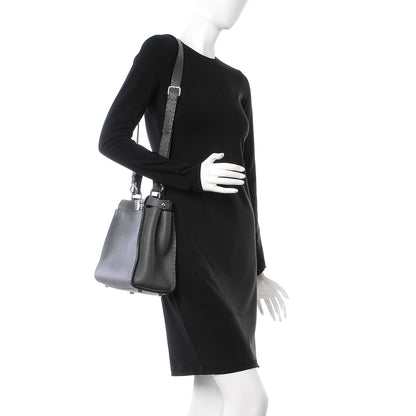 Fendi Cuoio Romano Selleria Bi-Color Medium Peekaboo Iconic Satchel Asfalto Latte 3 of 9
