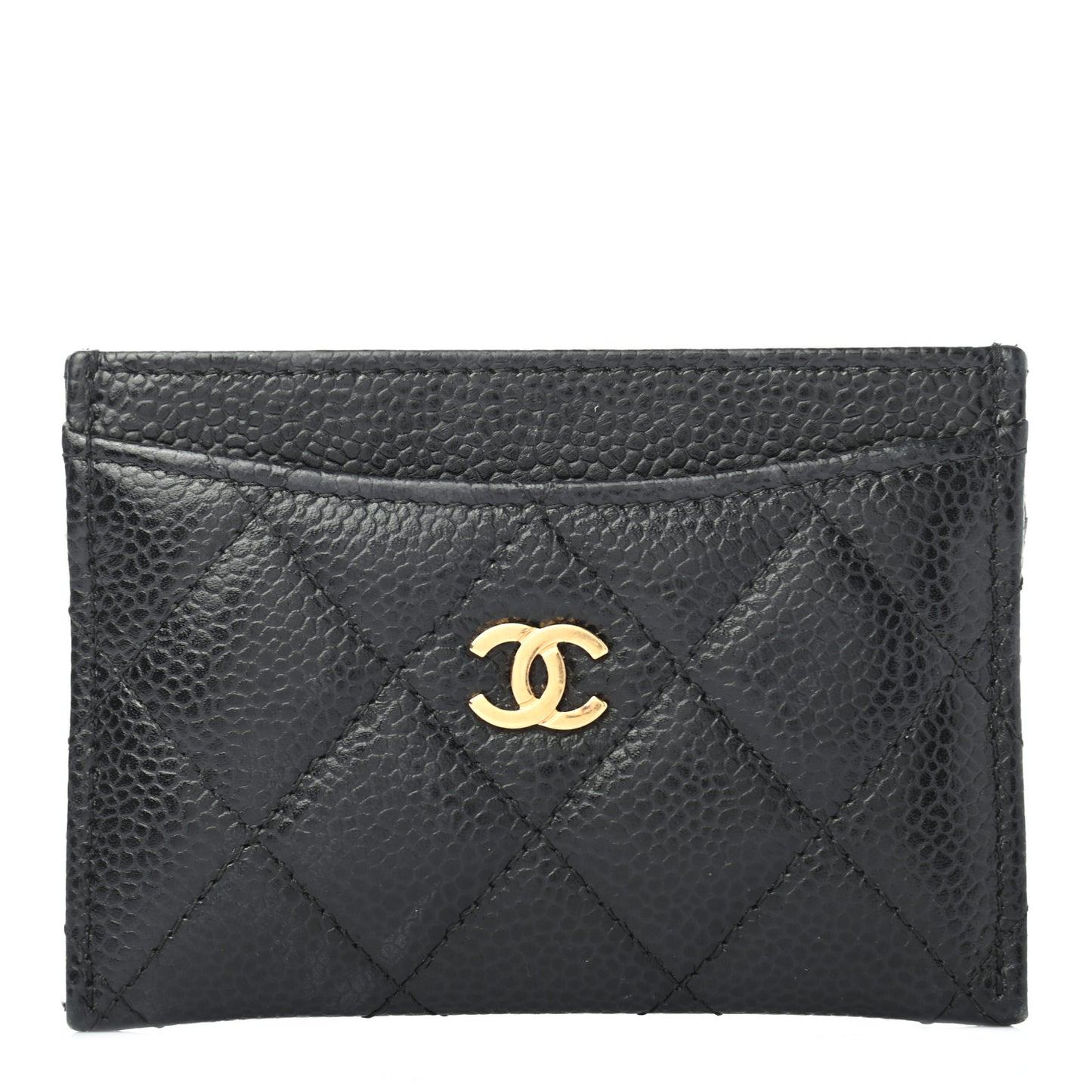 Caviar Quilted Card Holder Black