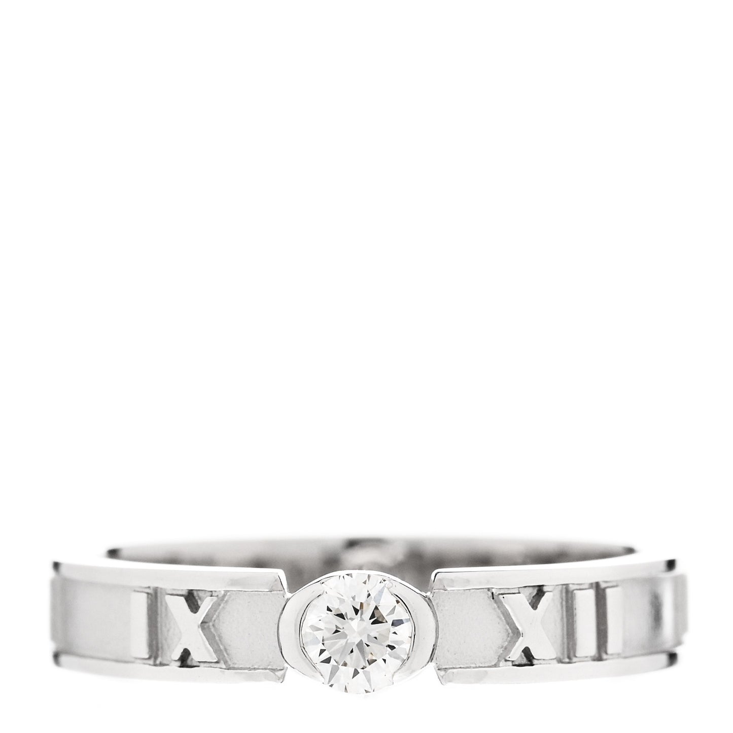18K White Gold Diamond Atlas Solitaire Band Ring 46 3.75