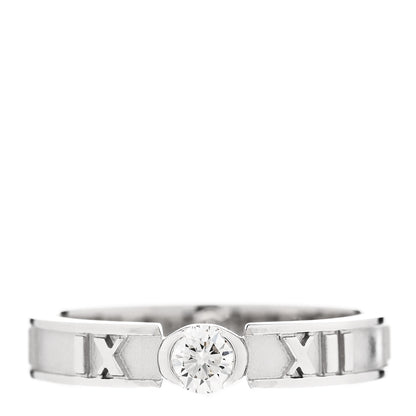 Tiffany 18K White Gold Diamond Atlas Solitaire Band Ring 46 3.75 1 of 5