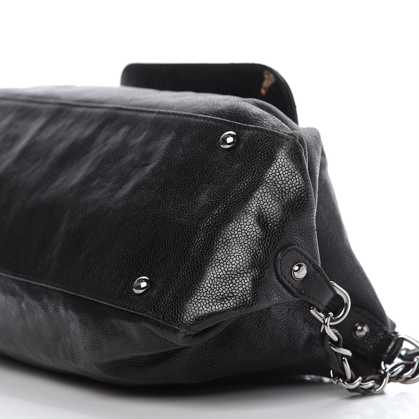 Glazed Caviar Pocket In The City Shoulder Bag Black