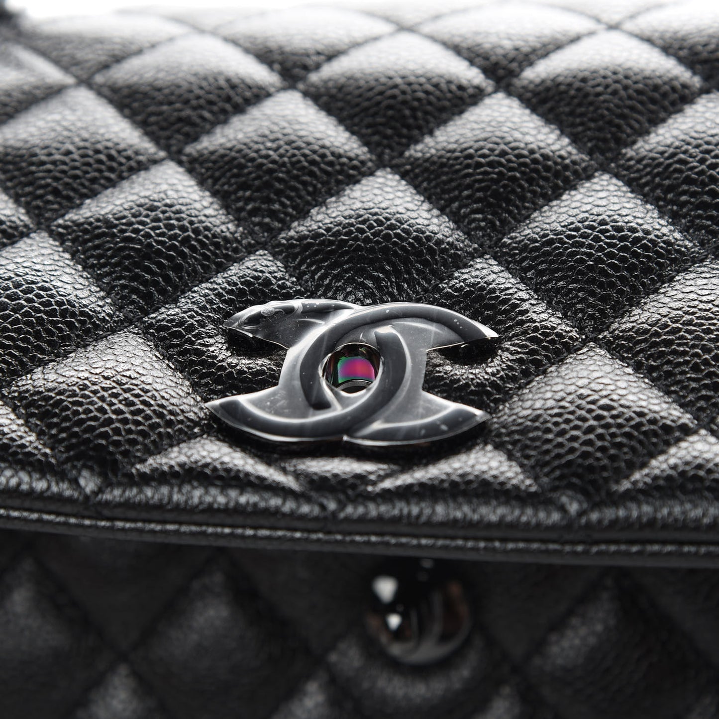 Caviar Quilted Medium Coco Handle Flap So Black