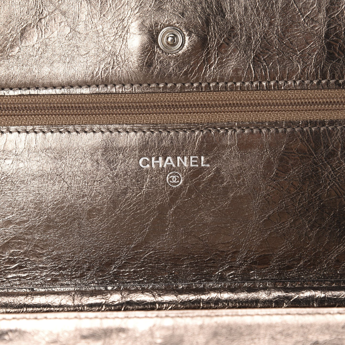 Metallic Aged Calfskin Quilted Reissue Wallet On Chain WOC Bronze