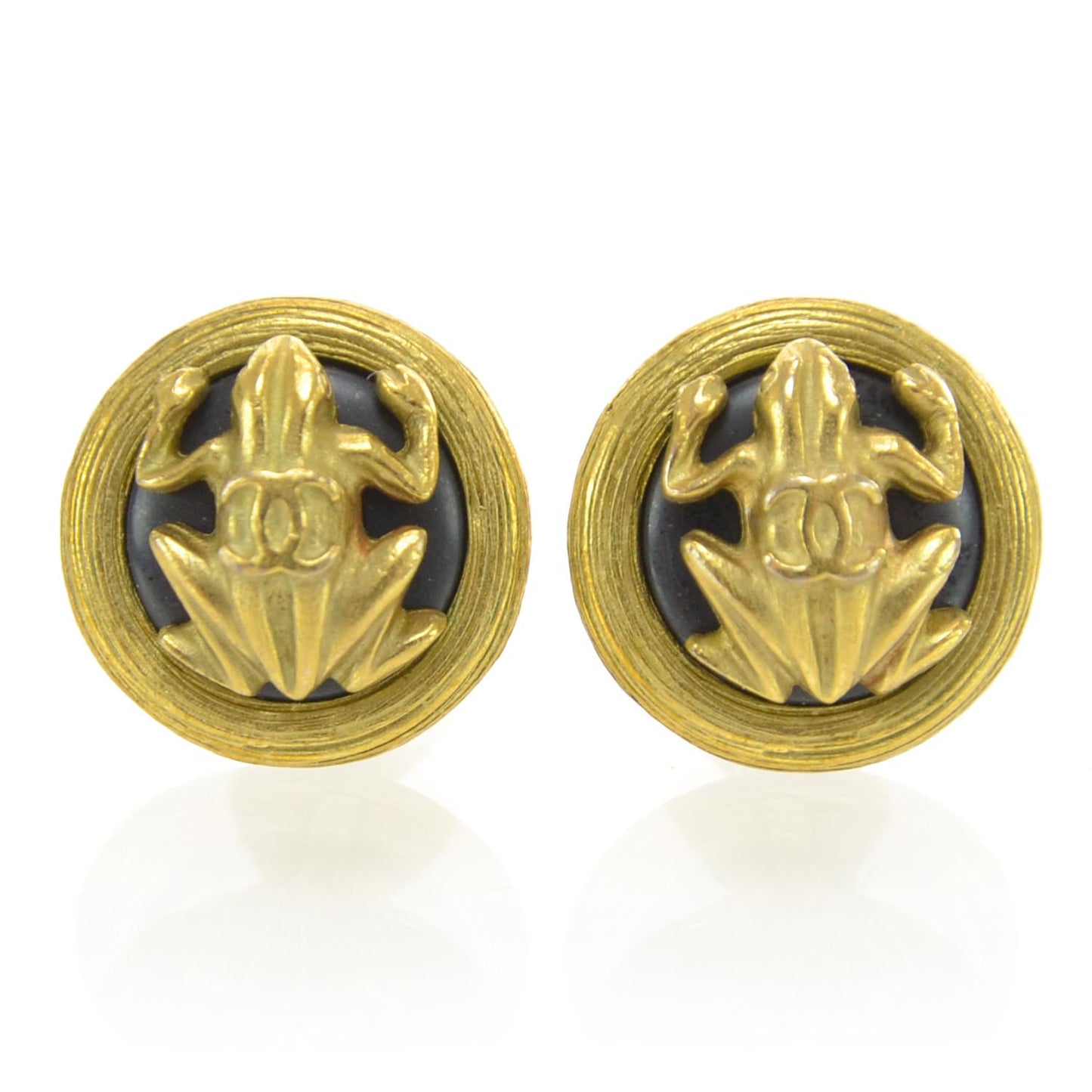 CC Frog Clip On Earrings Gold