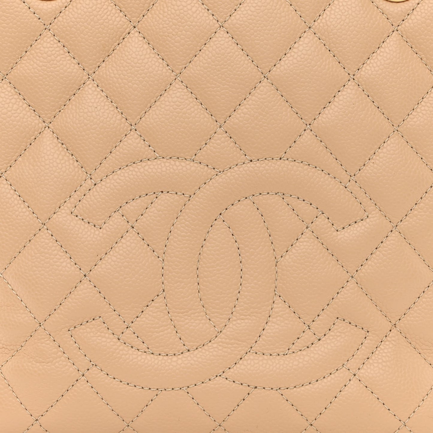 Caviar Quilted Petit Shopping Tote PST Beige Clair